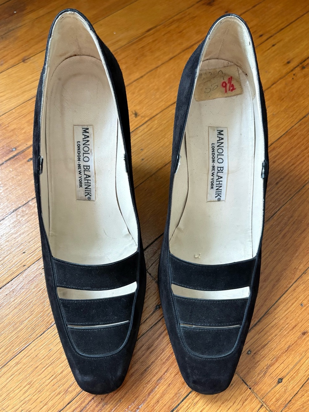 Manolo Blahnik black suede heels